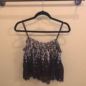 Free People black floral tank top